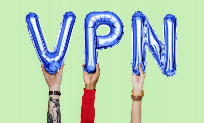 privatevpn, vpn benefits, hands holding blue VPN letters, green background